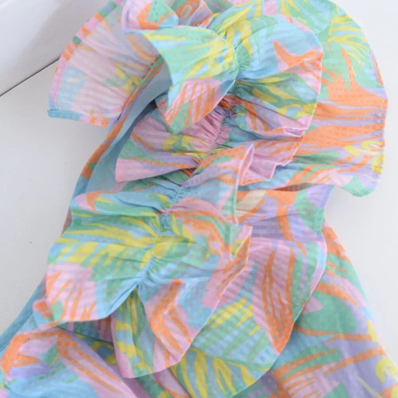 Alden Adair St Barths Lilah Tropical Floral Pink Teal Maxi Dress S NTW - Picture 10 of 14